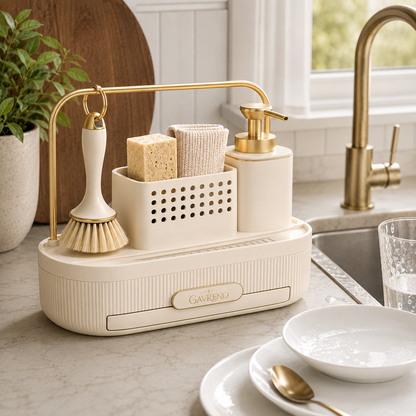 Gavreno Sink-Side Cleaning Station with Soap Dispenser, Brush Holder & Sponge Caddy