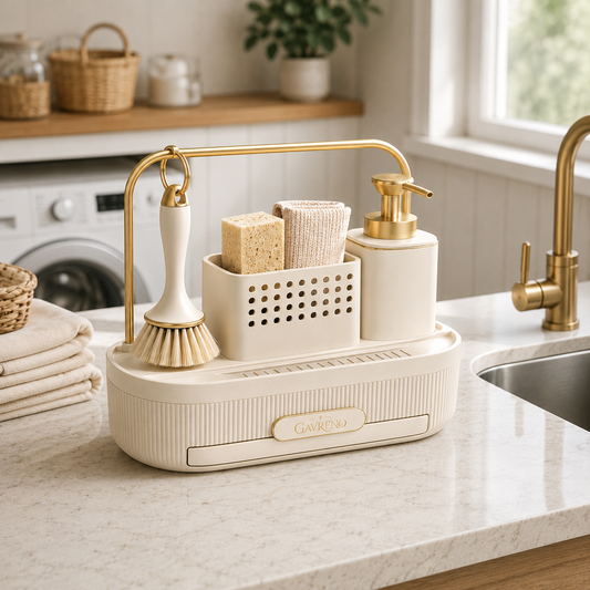 Gavreno Sink-Side Cleaning Station with Soap Dispenser, Brush Holder & Sponge Caddy